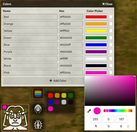 change dice color foundry.